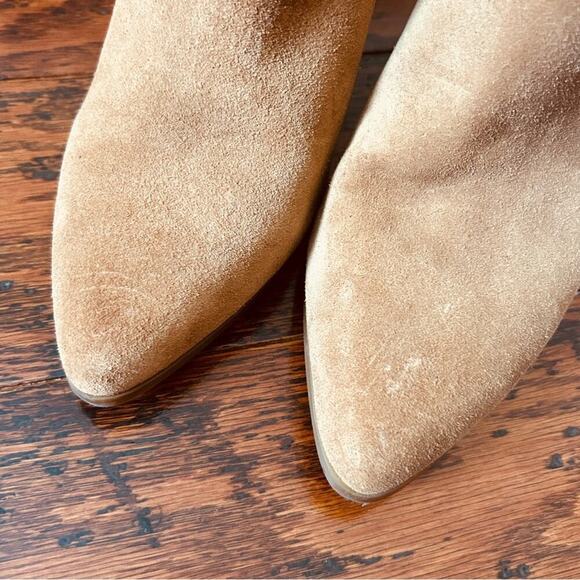 Nine West KeKe Suede Leather Block Heel Boots in Tan Sz US 10 - Picture 5 of 11